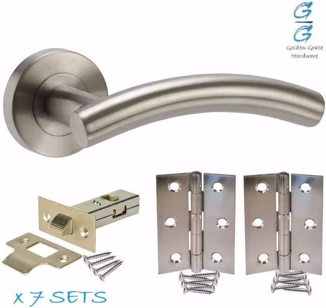 Golden Grace Chrome Arched T-Bar Internal Door Handle Set with Round Rose