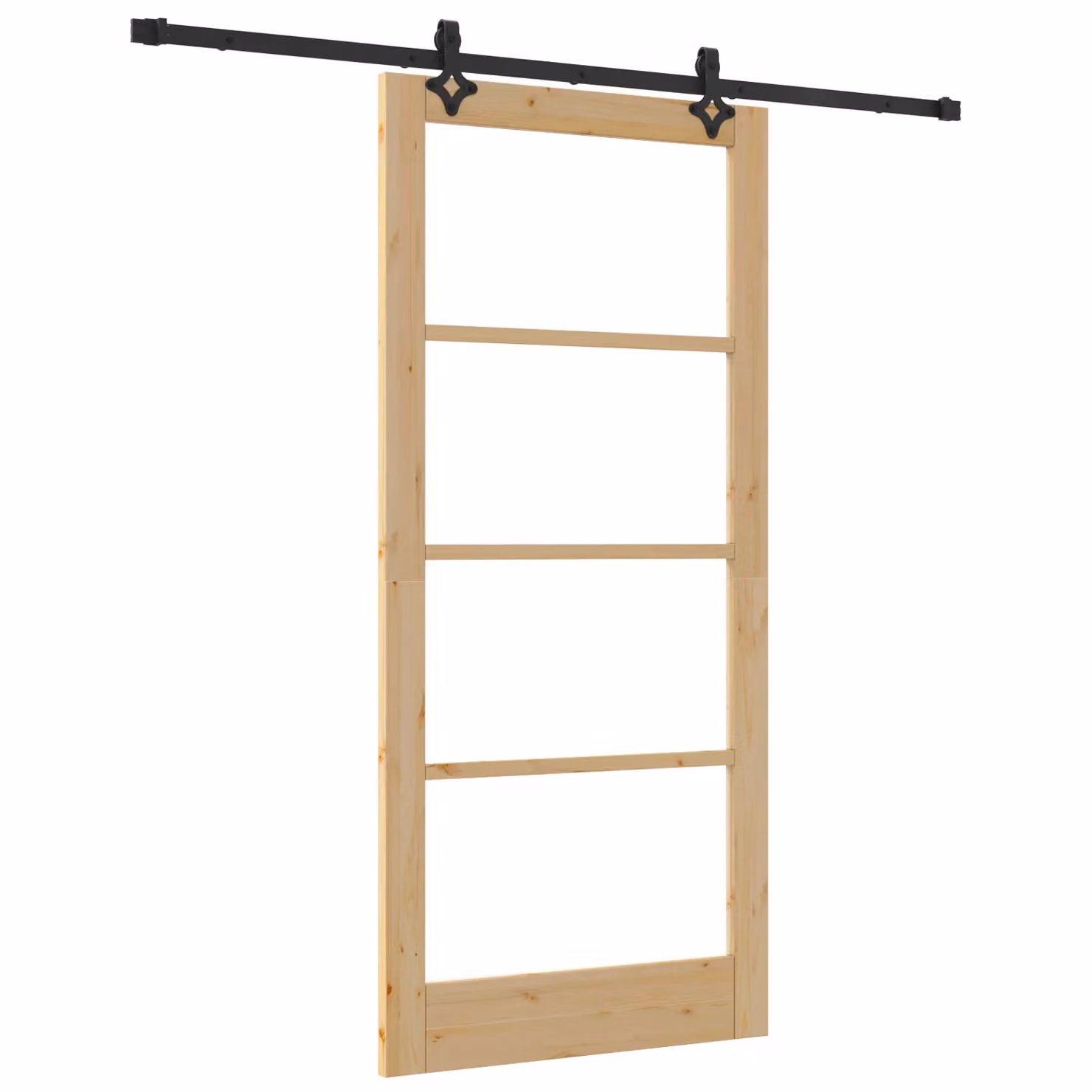 Berkfield Home Orkdal Modern Sliding Door with Hardware Set in Beige, Solid Wood and Glass – 2
