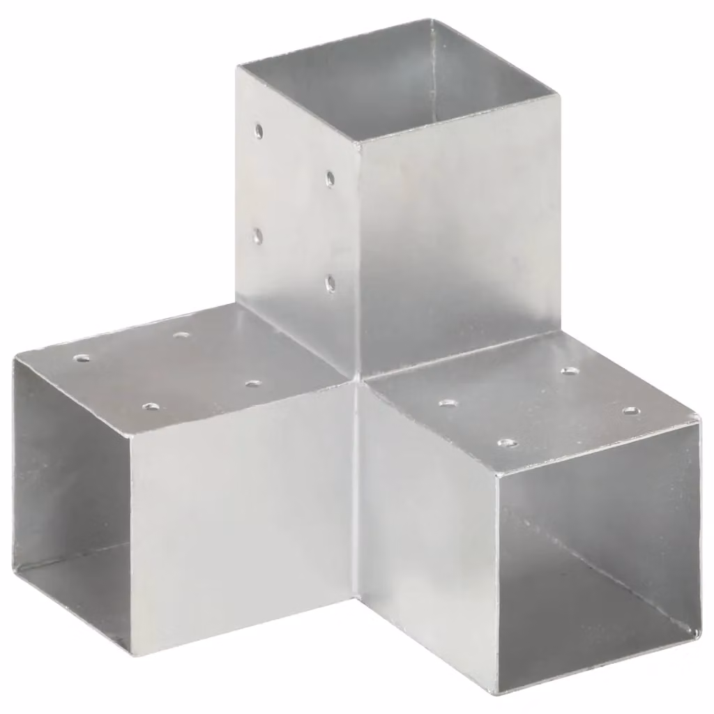 Berkfield Home Y Shape Post Connectors, 4 Pack, Galvanised Metal, Silver, 91 x 91 mm – 2