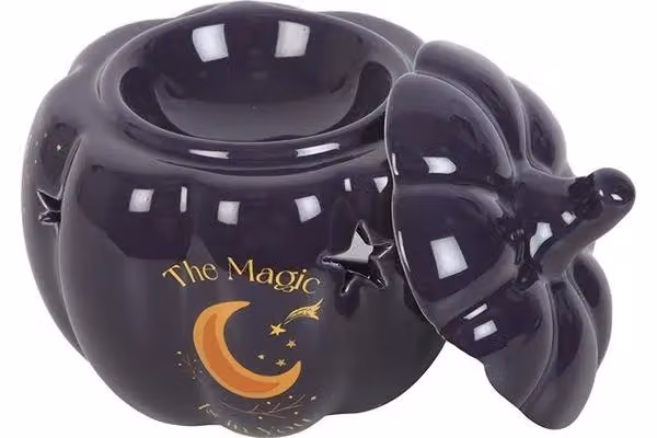 KDMD The Magic Is in You Pumpkin Oil Burner in Purple, Blue and Gold Ceramic Tabletop Design for Tealights – 3