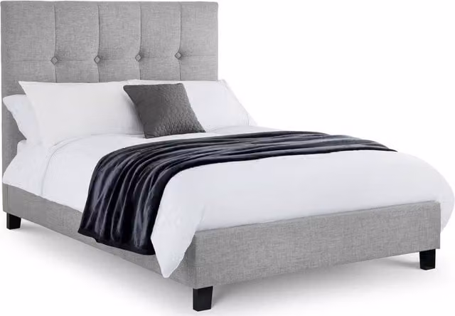 Cheshire Cascade High Headboard Upholstered Bed in Light Grey, Super King Size (W: 180 cm, D: 200 cm)