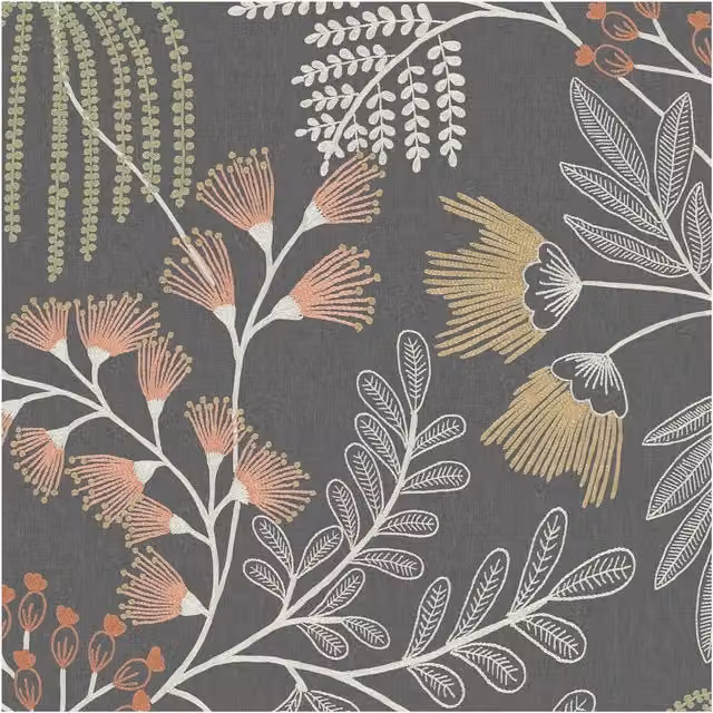 Superfresco Easy Richmond Noir Black Botanical Floral Wallpaper, Width: 52 cm