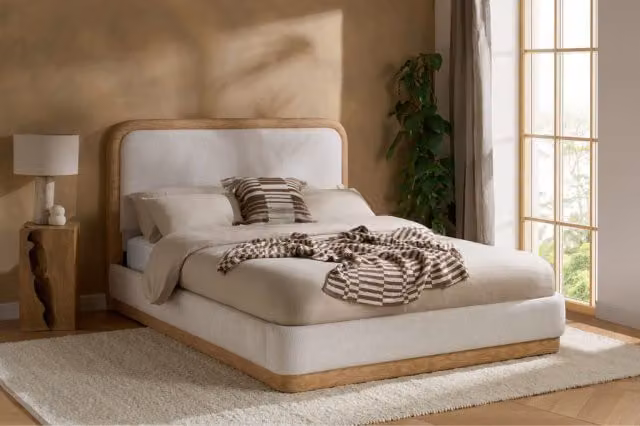 Birlea Girona White Boucle Upholstered Double Bed Frame 140x200 cm