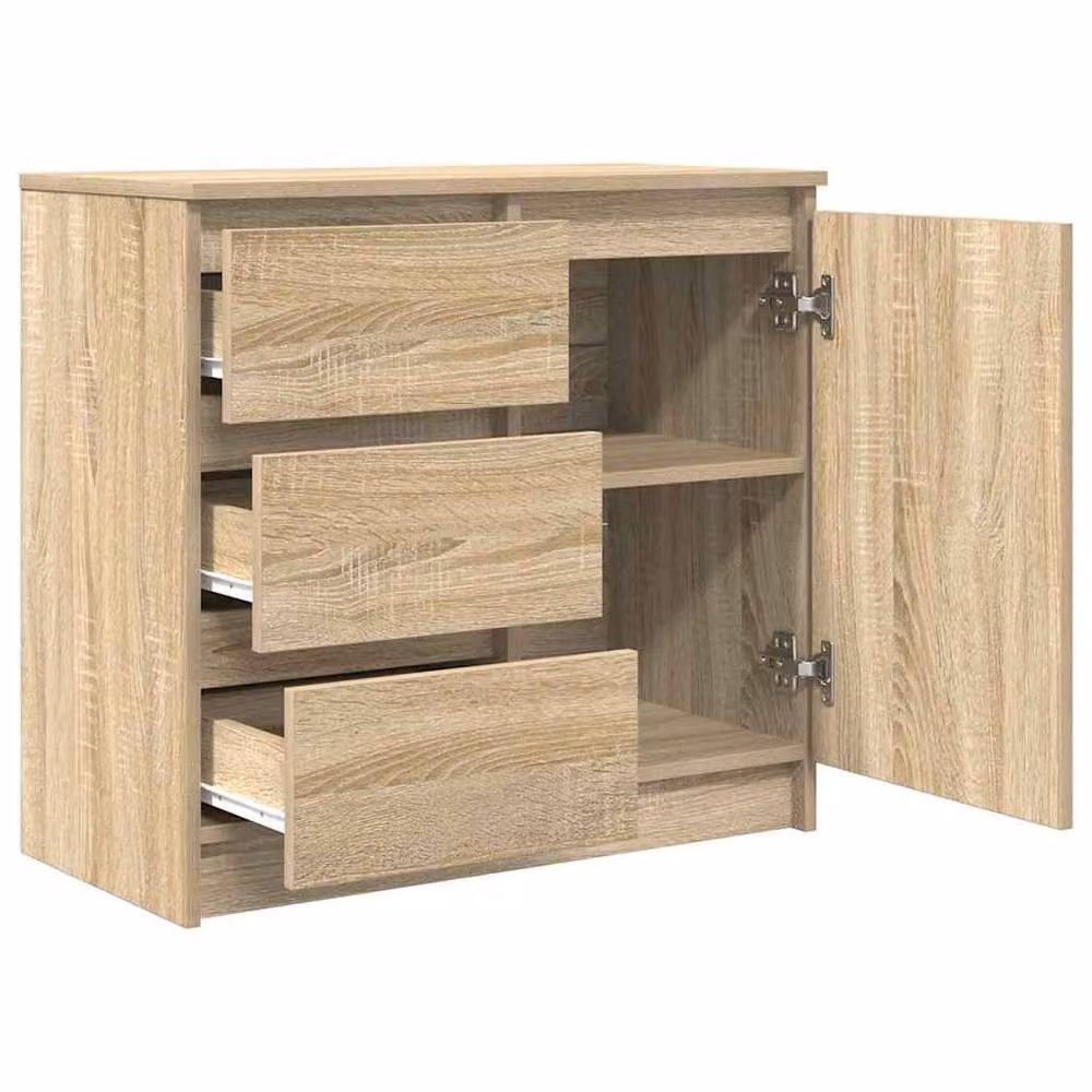 Berkfield Home Sonoma Oak Sideboard with Drawer in Light Tan, W/D/H: 71 x 35 x 65 cm – 2