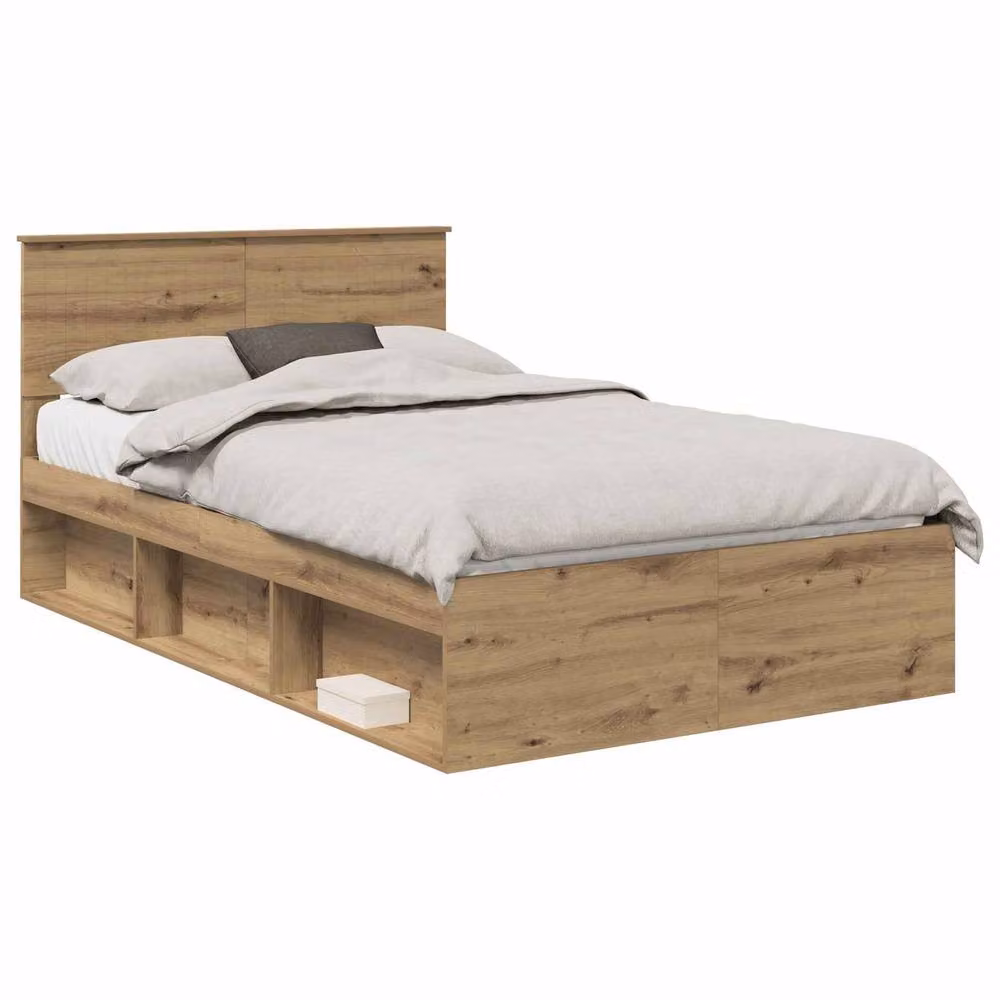 Berkfield Home Artisan Oak Bed Frame in Brown, W/D/H: 120 x 200 cm – 2