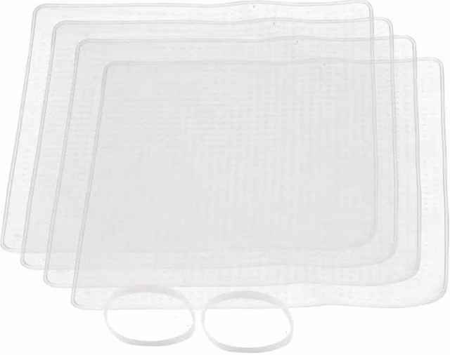 MasterClass Set of 4 Transparent Silicone Stretch Lids, 19.5 cm Square Airtight and Leakproof Reusable Food Covers