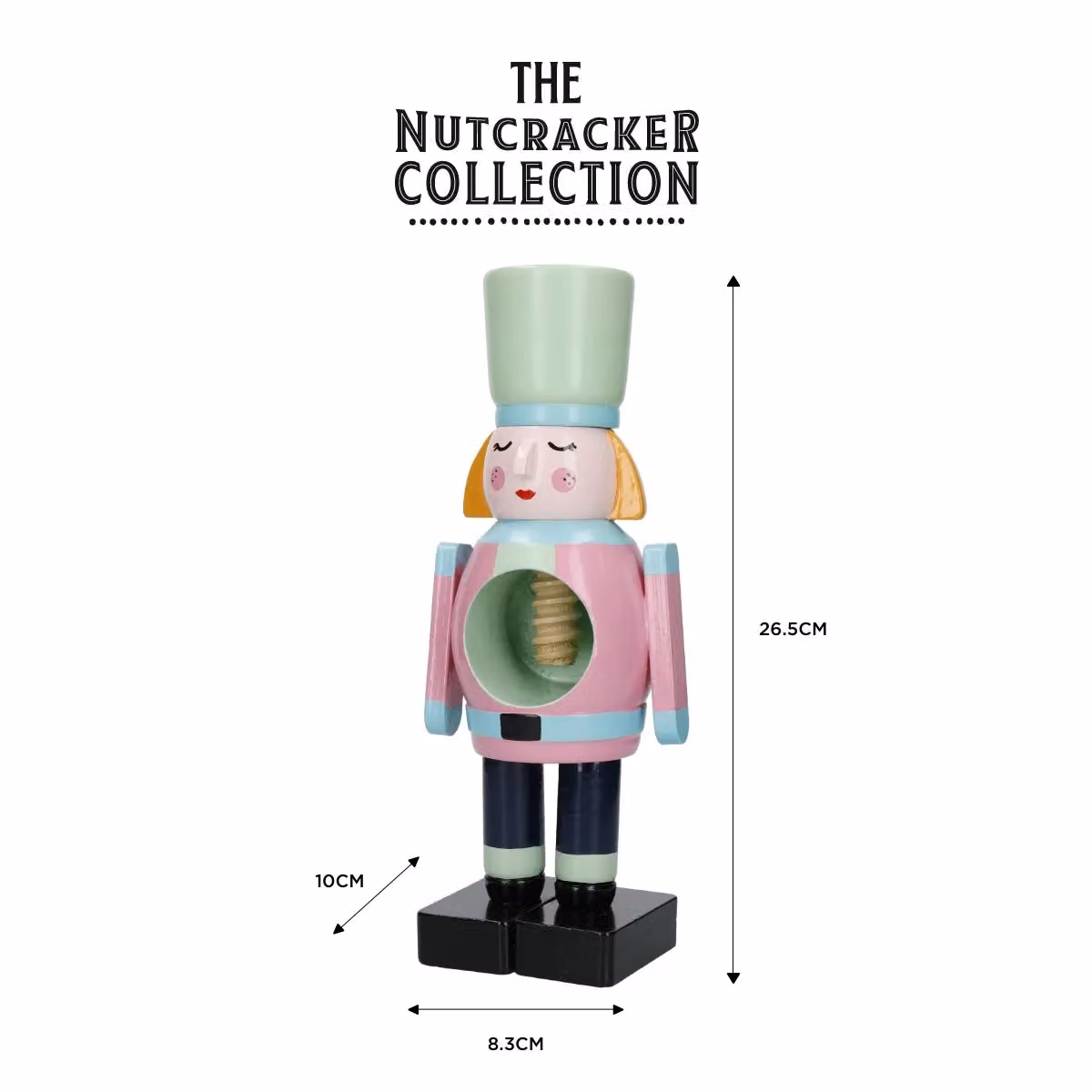 KitchenCraft Nutcracker Collection Wooden Female Nutcracker in Black and Multicolour – 6
