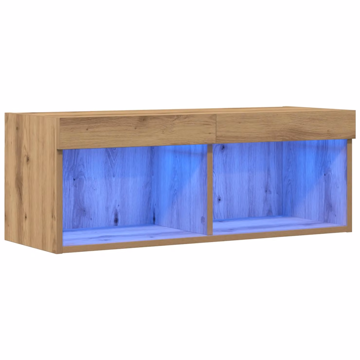 Berkfield Home Artisan Oak TV Wall Cabinet with Integrated LED Lights, Brown, W/D/H: 80 x 30 x 30 cm – 2