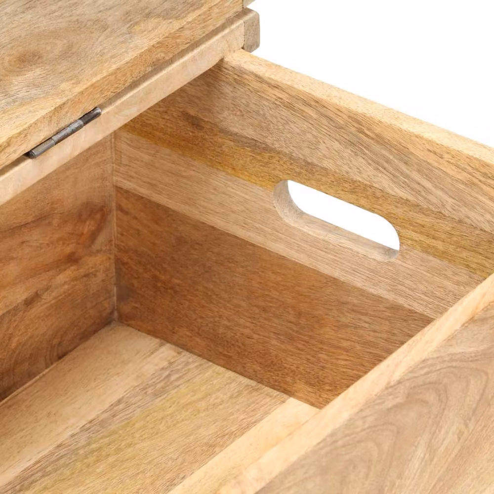 Berkfield Home Beautiful Solid Mango Wood Chest in Light Brown, W/D/H: 90 x 40 x 45 cm – 2