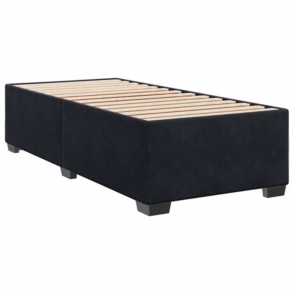 Berkfield Home Single Upholstered Velvet Bed Frame in Black, 90 x 200 cm – 3
