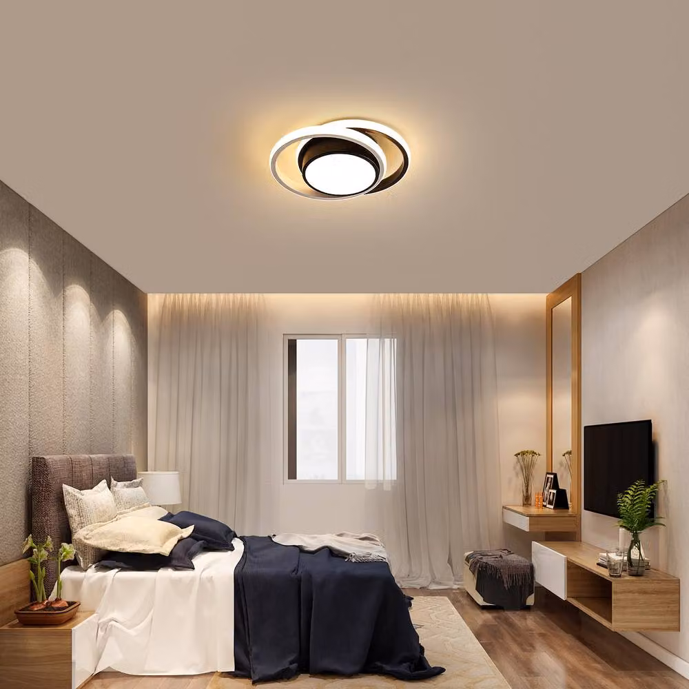 Goeco Modern Round LED Ceiling Light in Black, 3000 K Warm White – 2
