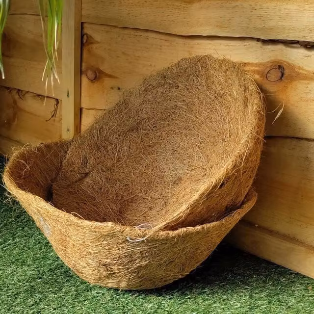 Shop4allsorts Set of 2 Natural Brown Coco Hanging Basket Liners for 12 Inch Baskets