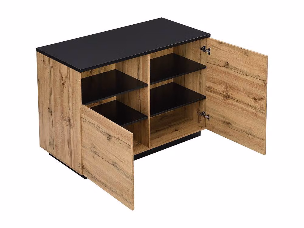 Vente-unique Kitchen Island with 2 Doors and 1 Compartment in Black and Natural MDF, W/D/H: 120 x 60 x 90 cm – 3