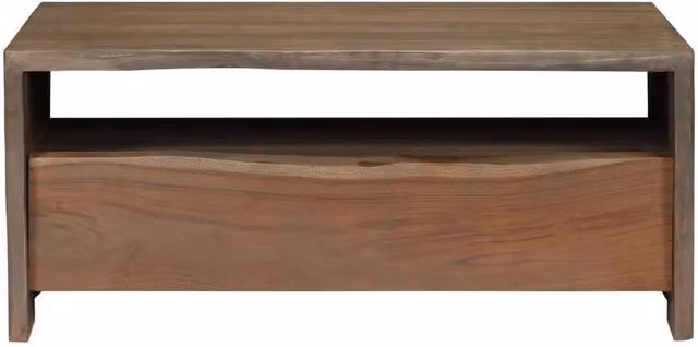 Berkfield Home Grey Solid Acacia Wood Live Edge Coffee Table W/D/H: 90 x 50 x 40 cm