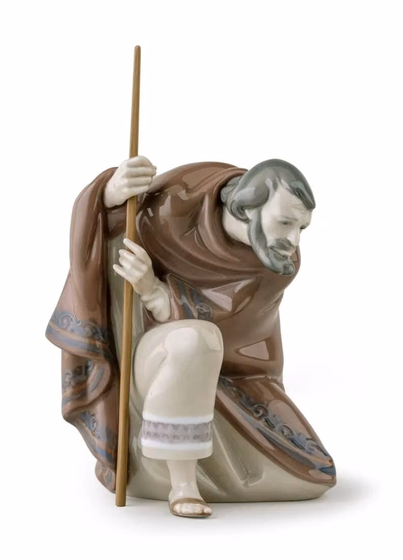 Lladró Saint Joseph Nativity Figurine II Porcelain Brown Christmas Tabletop Decor