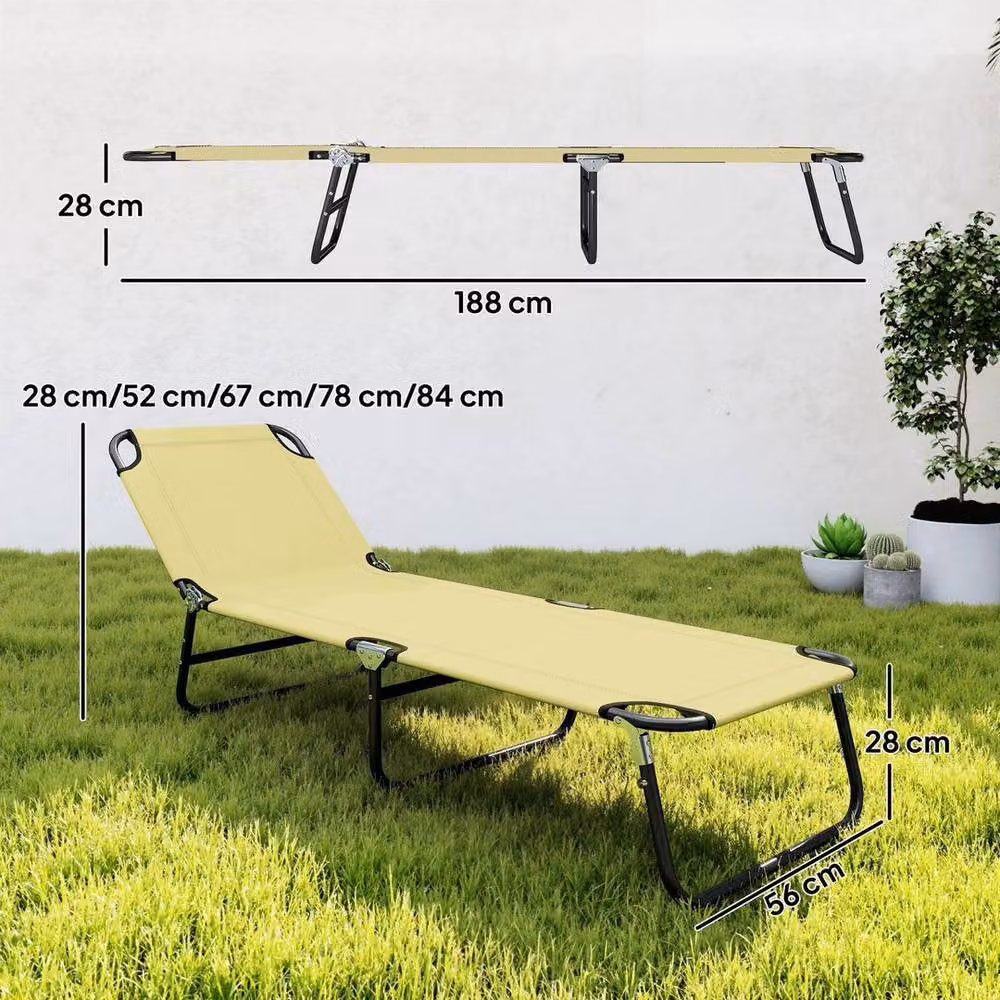 EONLION Folding Outdoor Chaise Lounge Chair in Beige – 2