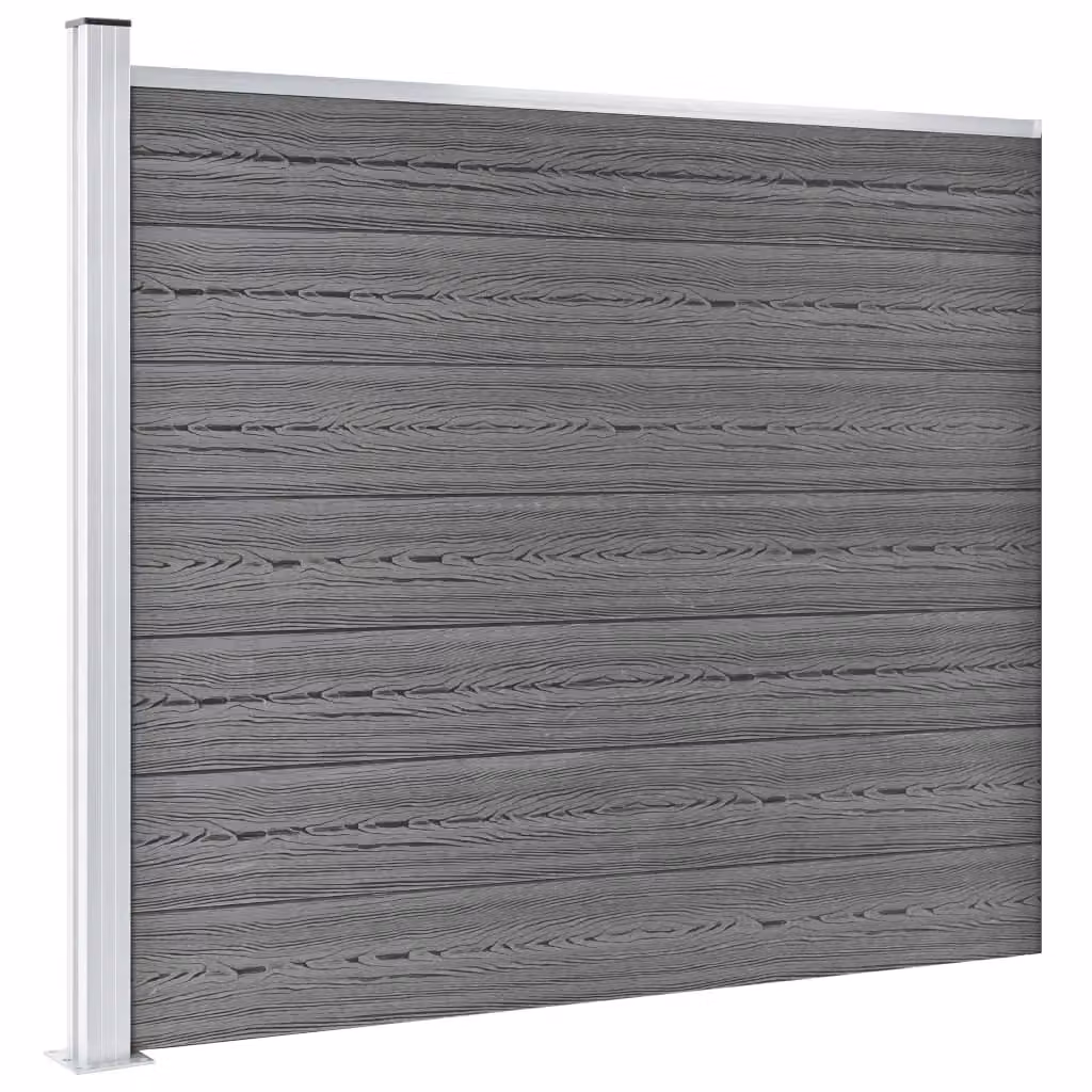 Berkfield Home WPC Fence Panel Set in Grey, W: 872 cm, H: 146 cm – 3