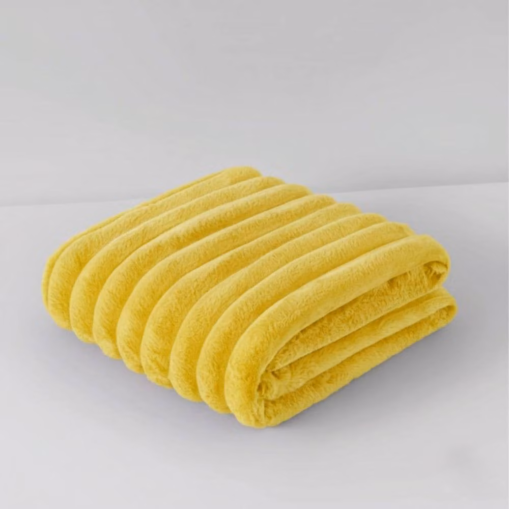Snug City Chunky Ribbed Mink Throw in Yellow, W/D/H: 150 x 200 cm – 2