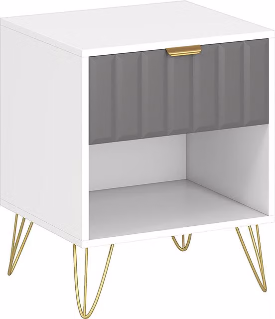 HOMCOM Modern White Bedside Table with Drawer and Open Compartment, W/D/H: 45 x 40 x 55 cm