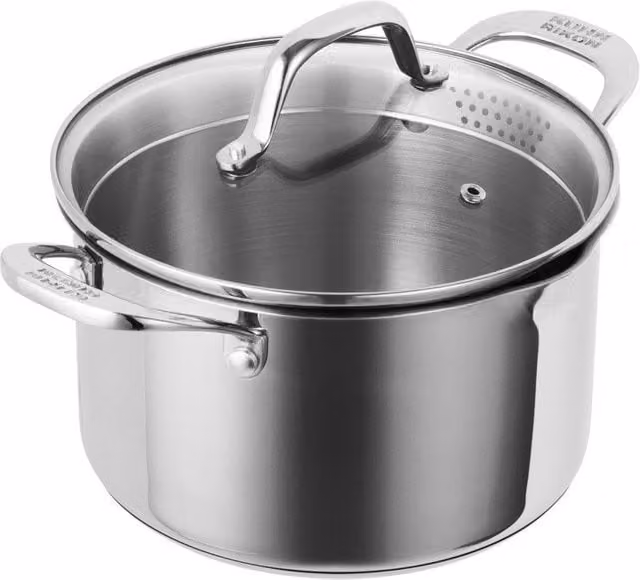 Kuhn Rikon Allround Plus Stainless Steel Casserole Pot with Glass Lid and Pouring Spout, Silver, Diameter: 20 cm, Volume: 3.7 l – 1