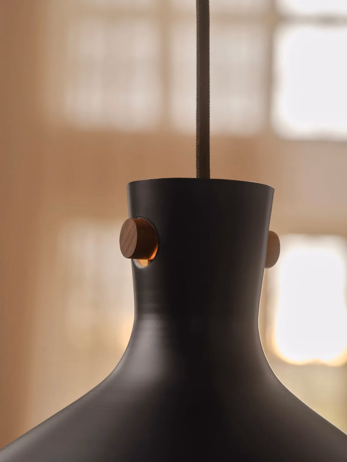 Nordlux Dorina Pendant Light in Black Metal and Wood with E27 Socket, Diameter: 45 cm – 3