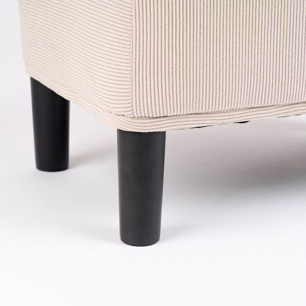 Scottish Everlastings Ltd Beige Cord Striped Foot Stool with Black Metal Legs, W/D/H: 33 x 33 x 48 cm – 2
