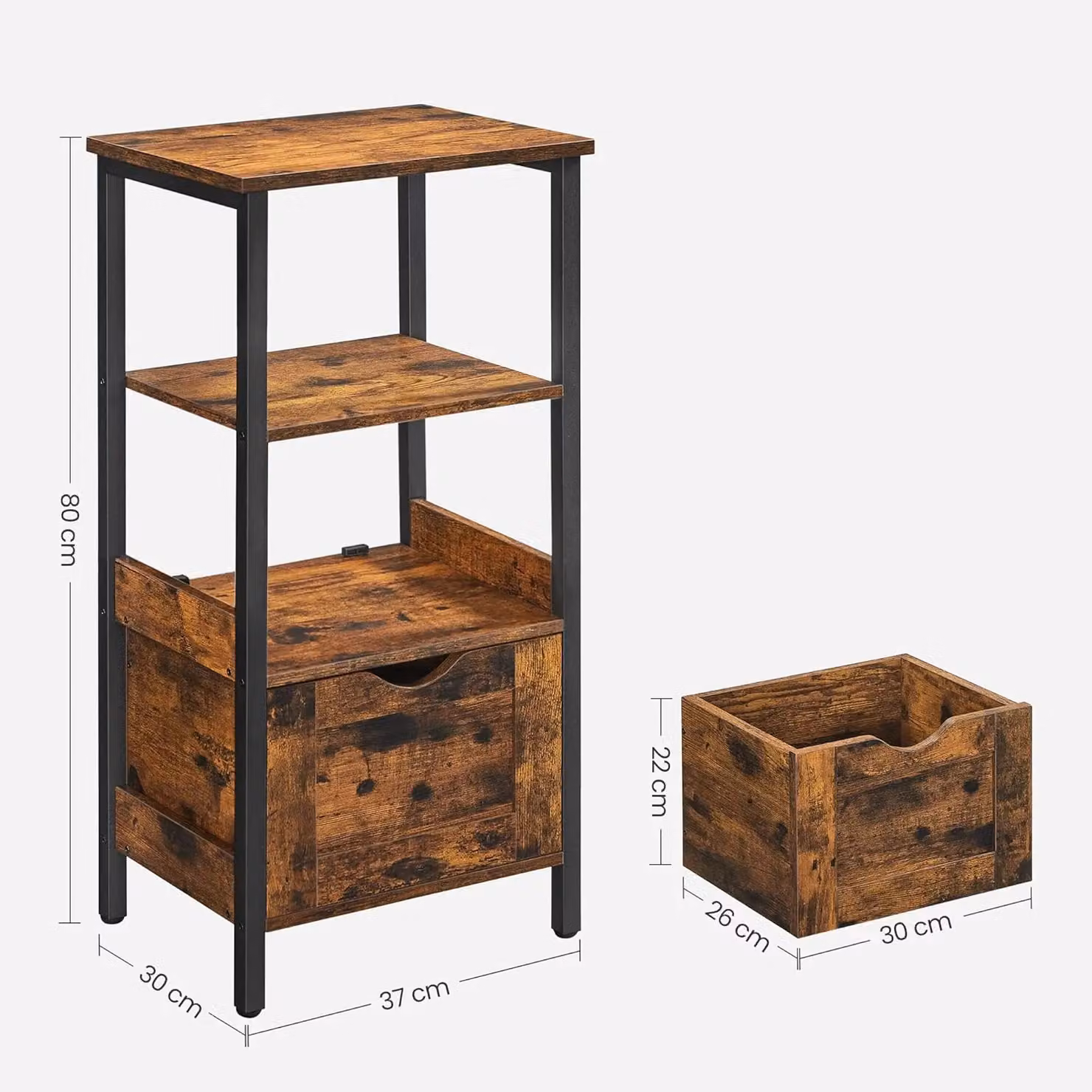 VASAGLE Industrial Freestanding Bathroom Floor Cabinet in Brown and Black – 2
