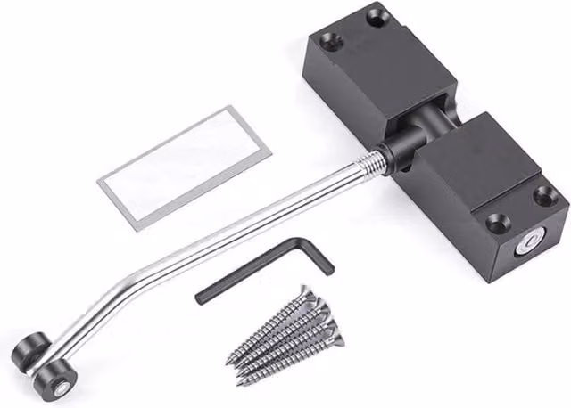 FLAVORA Black Heavy Duty Aluminium Alloy Fire Rated Outdoor Door Gate Closer Spring