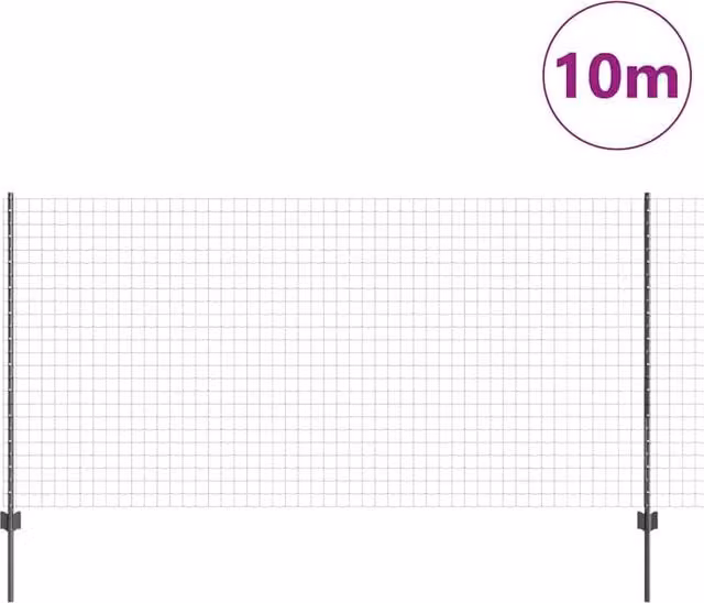 Berkfield Home Modern Euro Fence with 10 U Posts in Grey Steel, 2 x 10 m