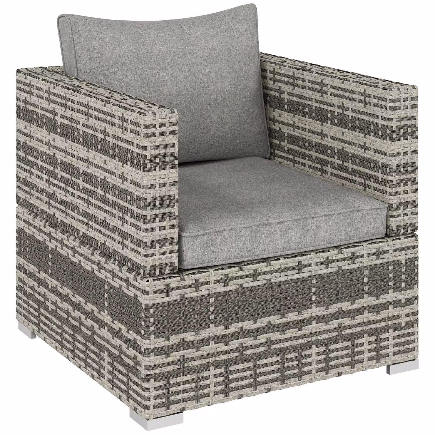 Outsunny Modern Grey Rattan Outdoor Single Sofa Chair with Cushions – 2