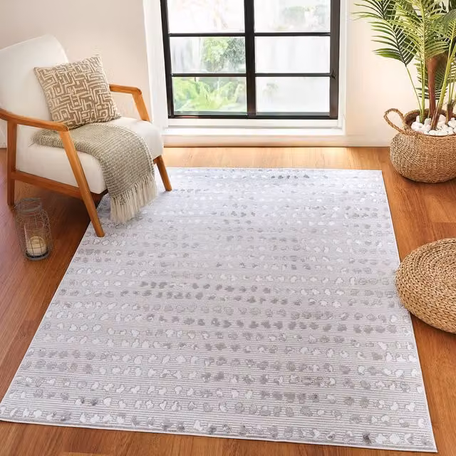 Livabliss Lustro Modern Dotted Rug in Grey and Beige, W: 160 cm x D: 220 cm – 1