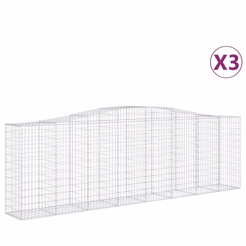 Berkfield Home Arched Gabion Baskets, 3 Piece Set, Silver Galvanised Steel, W: 400 cm, D: 50 cm, H: 120-140 cm – 2