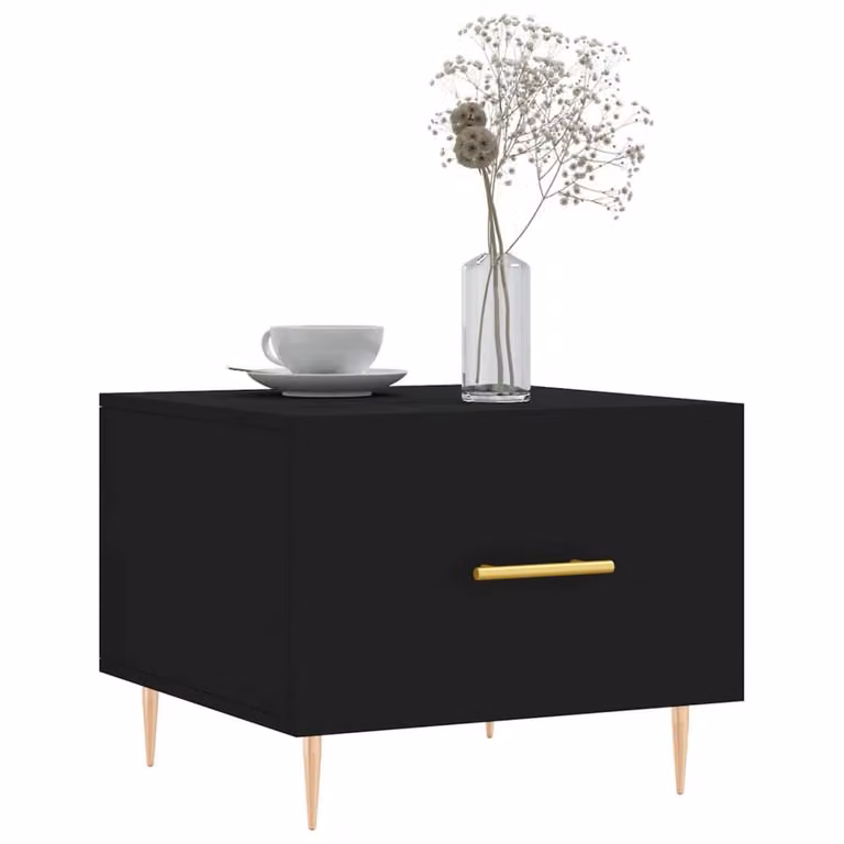 Berkfield Home Set of 2 Black Square Coffee Tables in Engineered Wood, W/D/H: 50 x 50 x 40 cm