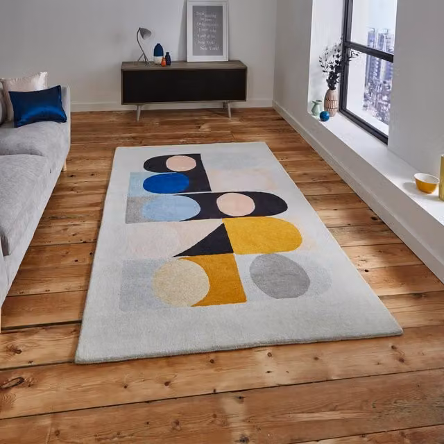 The Rug Shop UK Multi Wool Modern Geometric Easy to Clean Area Rug, Multicolour, W: 150 cm, D: 230 cm