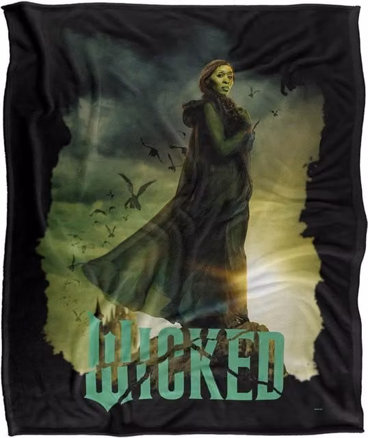 NBCU Wicked Elphaba Thropp Multicolour Super Soft Fluffy Throw Blanket, W/D/H: 152.4 x 127.0 cm