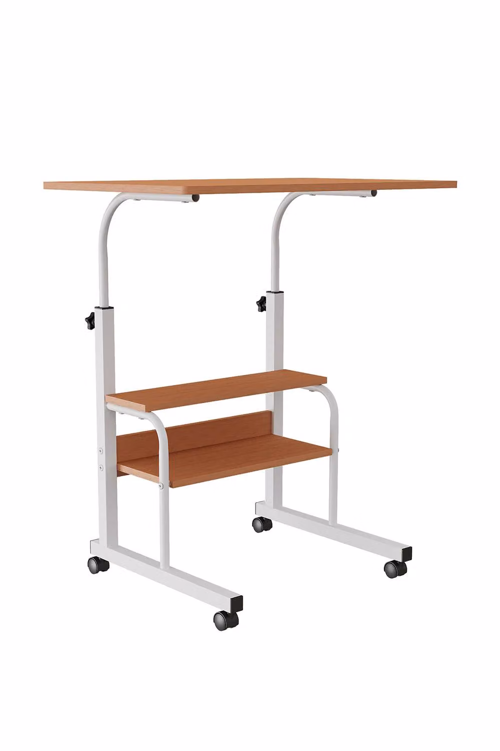 Living and Home Height Adjustable Mobile Overbed Table in Walnut – 2
