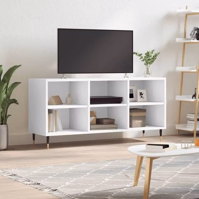 Berkfield Home Modern White TV Cabinet W: 103.5 cm, D: 30 cm, H: 50 cm – 1