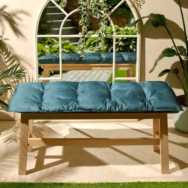 OHS Green Petrol Outdoor 2 Seater Bench Cushion with Water Repellent Fabric, W: 110 cm, D: 40 cm, H: 40 cm