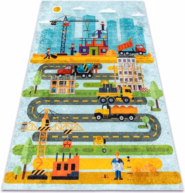 RugsX Junior Kids Motif Rug in Blue and Multicolour, W: 160 cm, L: 220 cm – 1