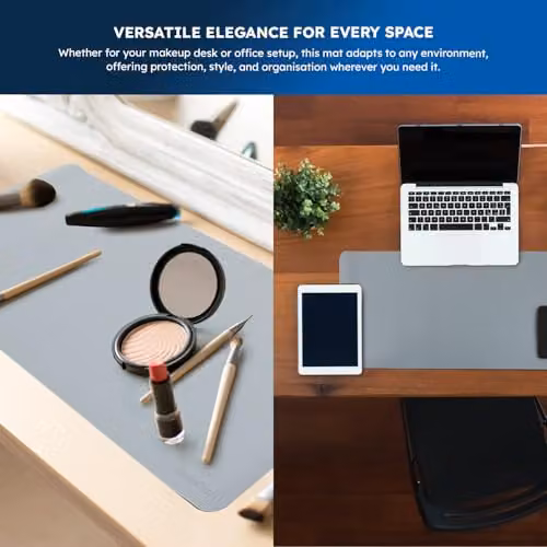 Desiretech Reversible PU Leather Desk Mat and Mouse Pad, Waterproof, Grey and Silver, W: 80 cm x D: 40 cm – 7