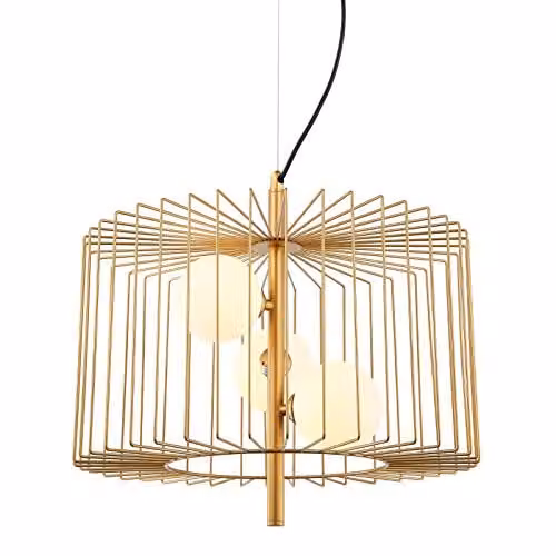Netlighting Modern 3-Light Suspended Pendant Light in Gold and White with G9 Shades