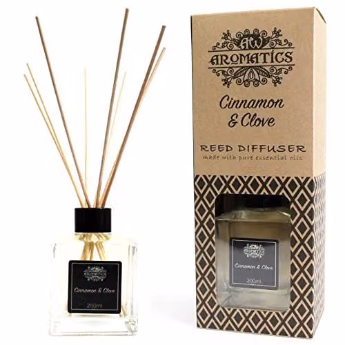 KDMD Cinnamon and Clove Essential Oil Reed Diffuser, 200ml, Black