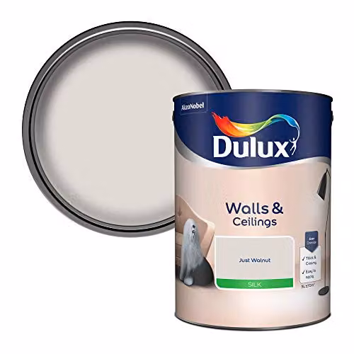 Dulux Silk Emulsion Paint for Walls and Ceilings, Just Walnut, Brown, 5 l