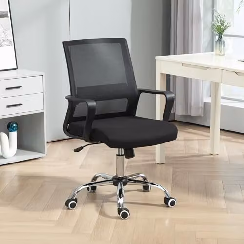 Vinsetto Home Office Desk, Chair and Shelf Set in Rustic Brown and Black – 3