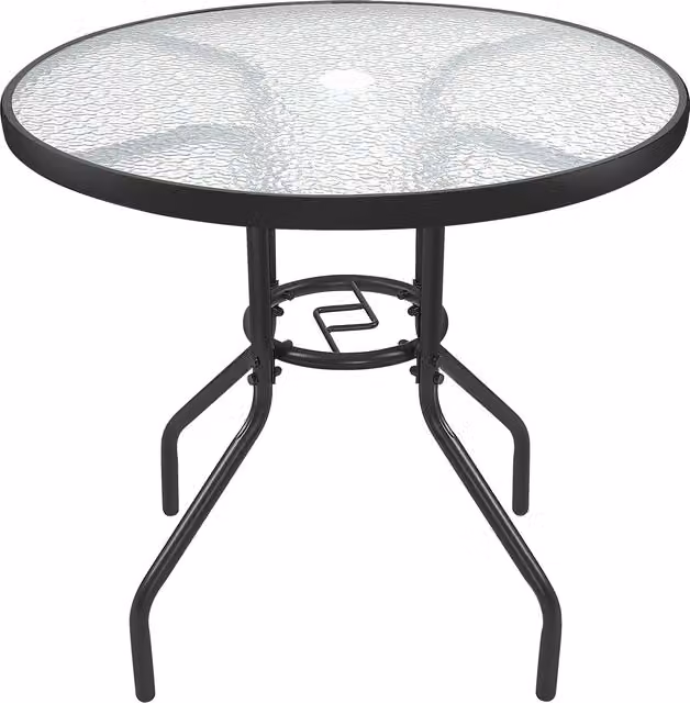 Yaheetech Modern Black Glass and Metal Patio Table