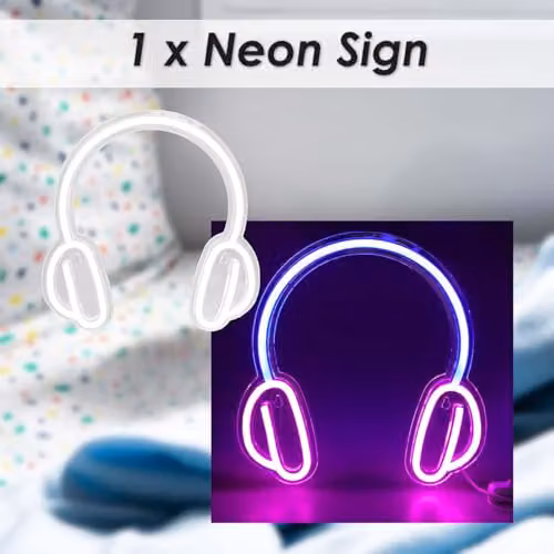 VFM e-Store Headphone Mancave Neon Light, USB Powered, Multicolour, W/D/H: 28 x 28 x 28 cm – 3
