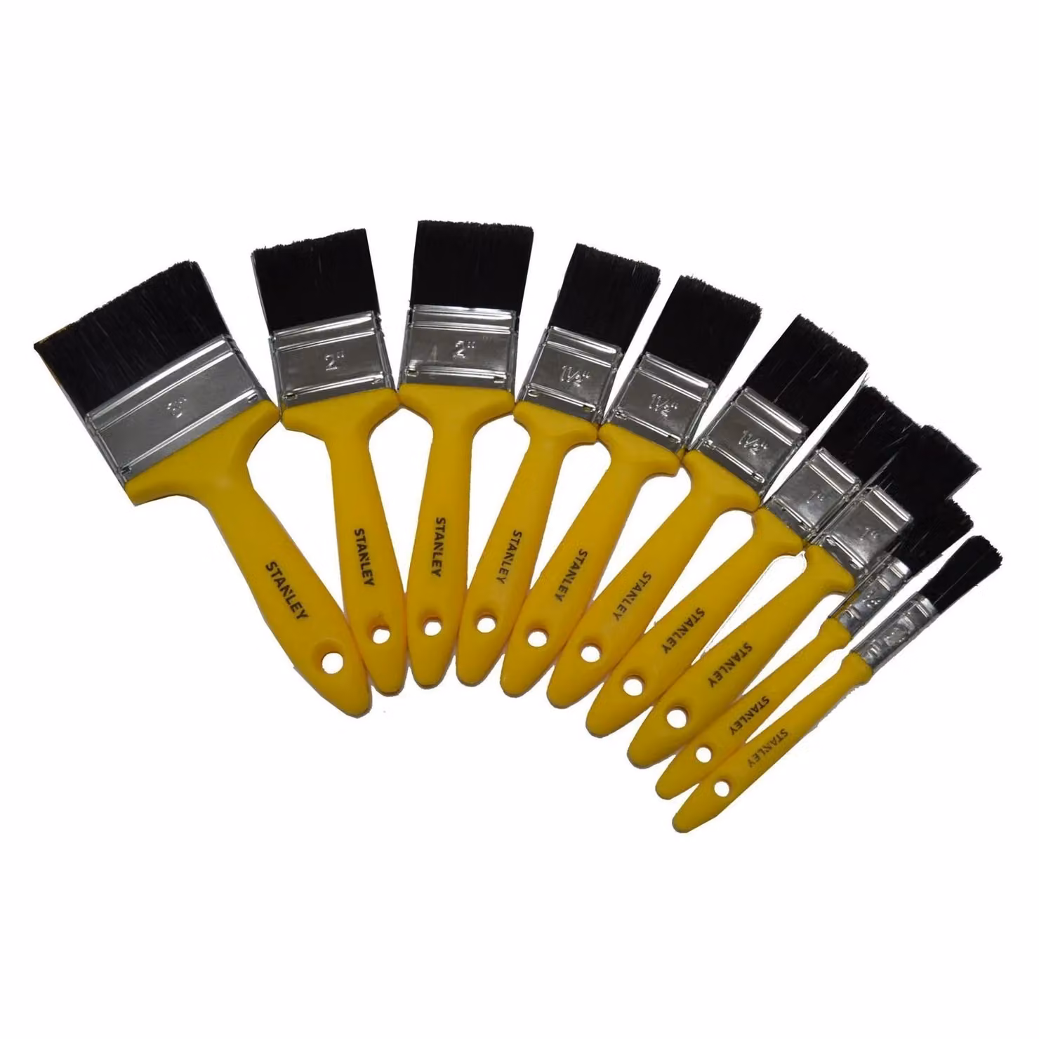 Stanley Hobby Flat Synthetic Paint Brush with Rust Protected Plastic Handle in Yellow and Multicolour – 2