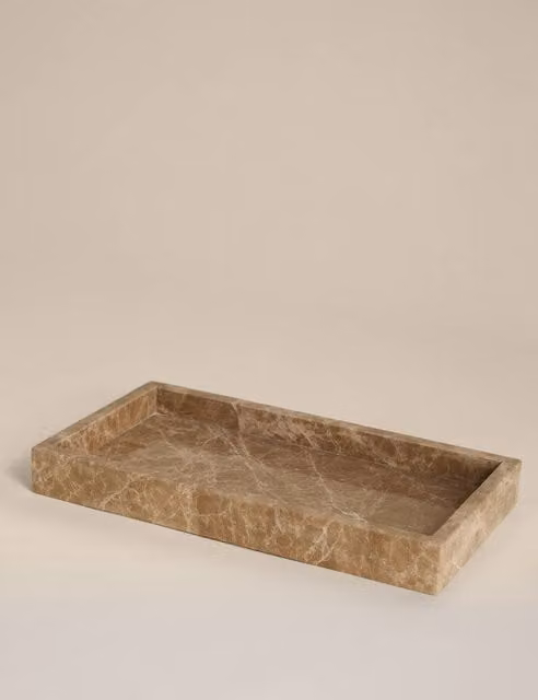 M&S Large Abstract Brown Stone Trinket Tray Plate