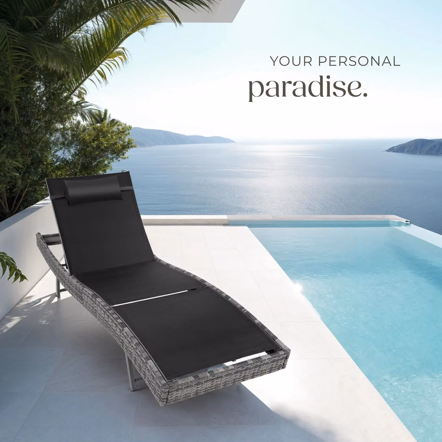 tectake Moana Sun Lounger in Grey with Adjustable Headrest and Textilene Fabric – 8