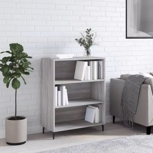 vidaXL Modern Grey Sonoma Shelf Cabinet with Back Panel, W/D/H: 69.5 x 32.5 x 90 cm – 2